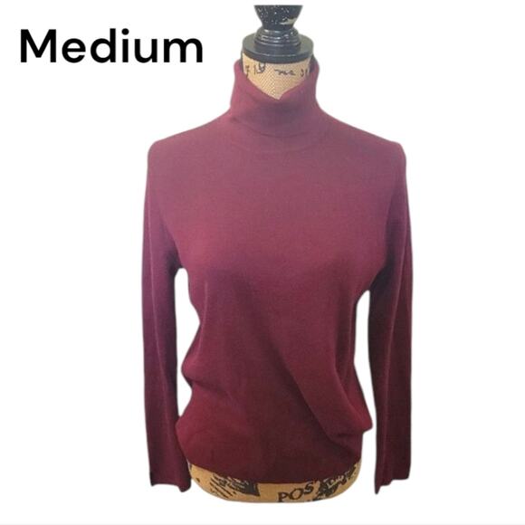 Medium Whistles Burgundy Long Sleeve Turtleneck Sweater - Picture 1 of 4